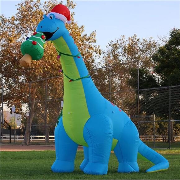 10ft Christmas Inflatables Outdoor Blow Up Dinosaur Christmas Tree Inflatable